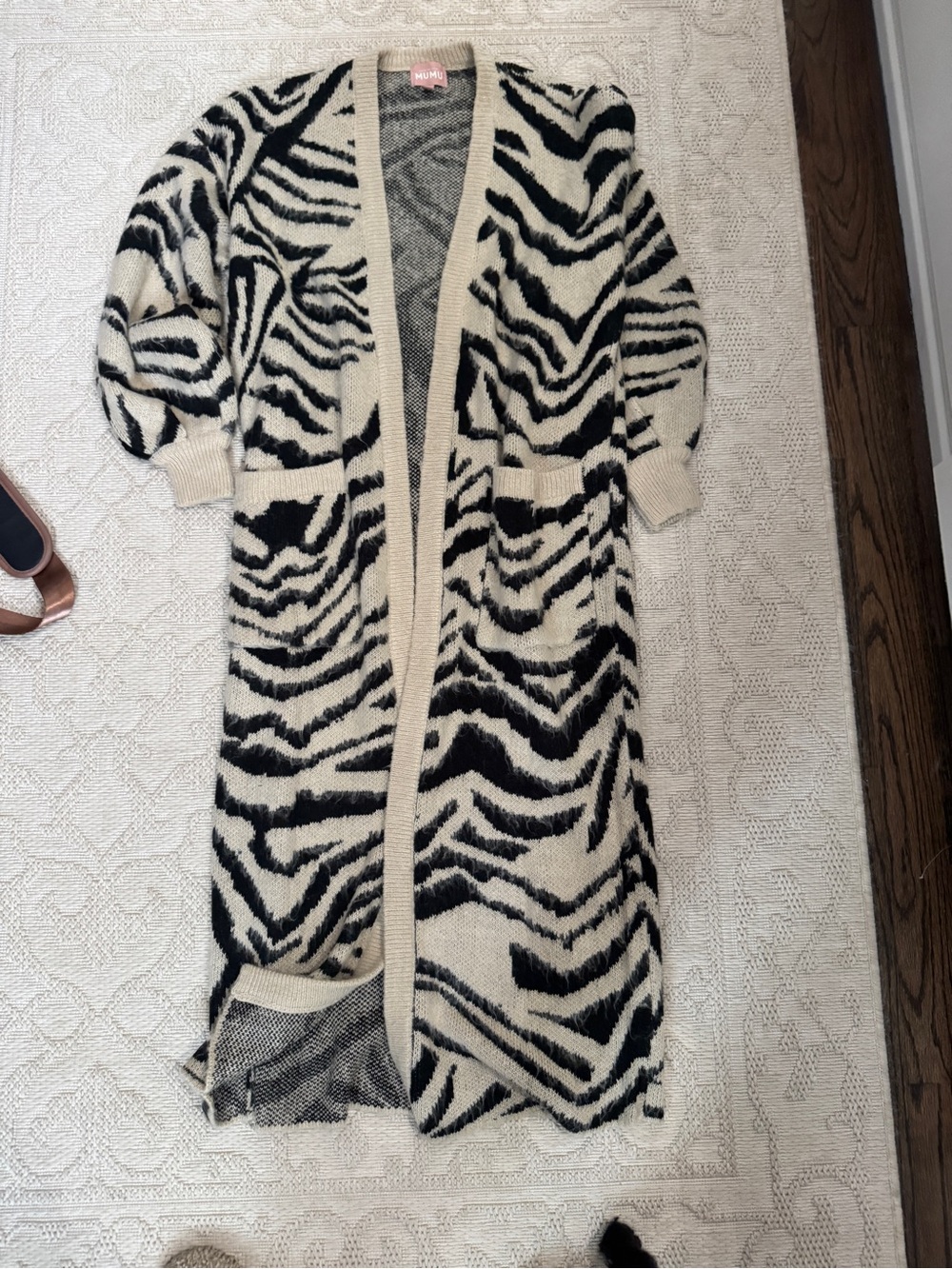 Show Me Your MuMu Black & Cream Zebra-Print Long Cardigan